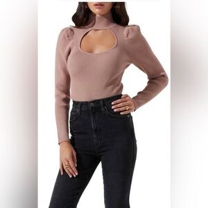 Nwt ASTR‎ Size XS Front Cutout Sweater Bodysuit in Barbie Pink